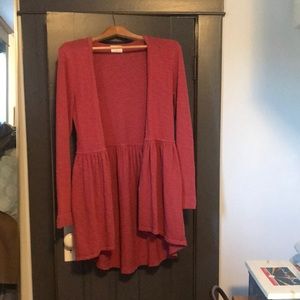 Anthropologie T.La Open Long Cardigan Rose Colour Sz M